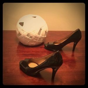 Black open toe heels
